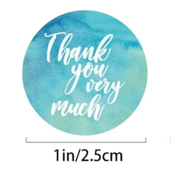 NEW 2 ROLLS OF THANK YOU VERY MUCH BLUE/WHITE PACKAGE STICKERS (1000 TOTAL) 1" - Picture 2 of 4